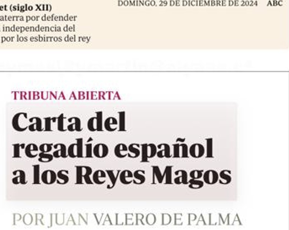 Tribuna abierta en ABC del 29 de diciembre de 2024
