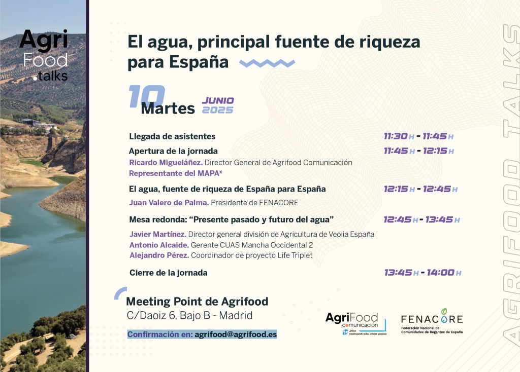 Valero de Palma lamenta que se infravalore la importancia del regadío para la economía y el empleo