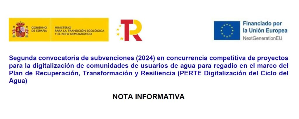 Nota informativa Resolución definitiva 2ª Convocatoria PERTE Regadíos